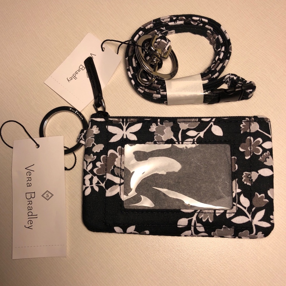 Vera Bradley Chandelier Noir Zip ID Case & Lanyard
